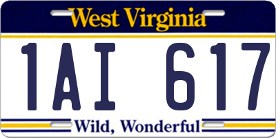 WV license plate 1AI617