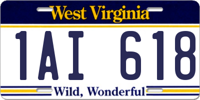 WV license plate 1AI618