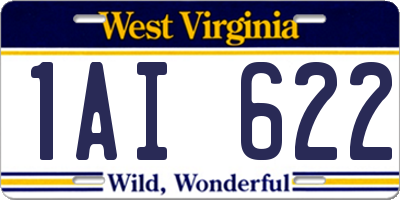 WV license plate 1AI622