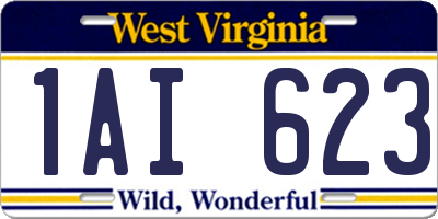 WV license plate 1AI623