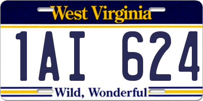 WV license plate 1AI624