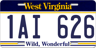 WV license plate 1AI626