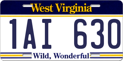 WV license plate 1AI630