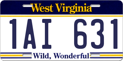 WV license plate 1AI631