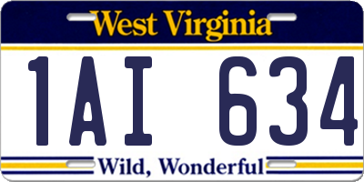 WV license plate 1AI634