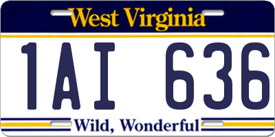 WV license plate 1AI636