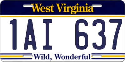 WV license plate 1AI637