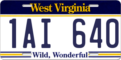 WV license plate 1AI640