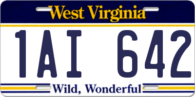 WV license plate 1AI642