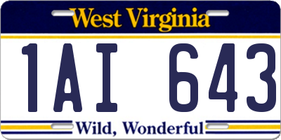 WV license plate 1AI643