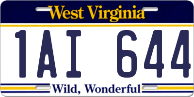 WV license plate 1AI644