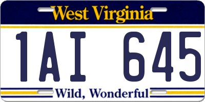 WV license plate 1AI645