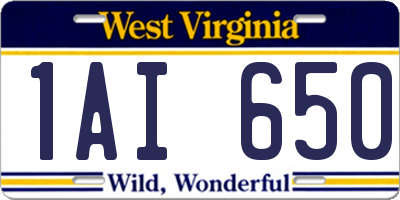 WV license plate 1AI650