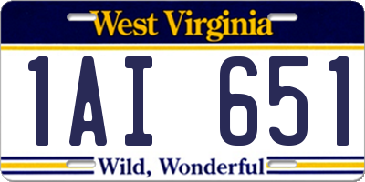 WV license plate 1AI651