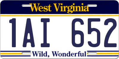 WV license plate 1AI652