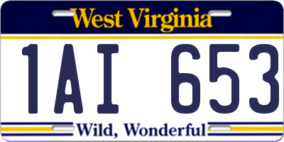 WV license plate 1AI653