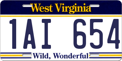 WV license plate 1AI654