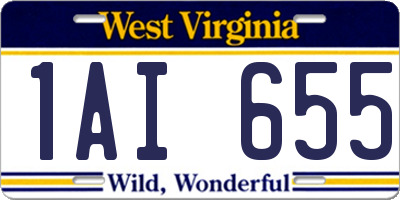 WV license plate 1AI655