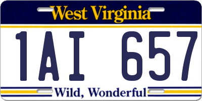 WV license plate 1AI657