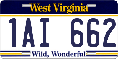 WV license plate 1AI662