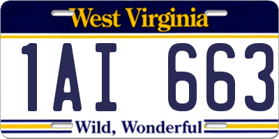 WV license plate 1AI663