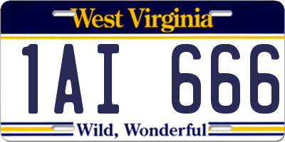 WV license plate 1AI666