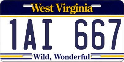 WV license plate 1AI667