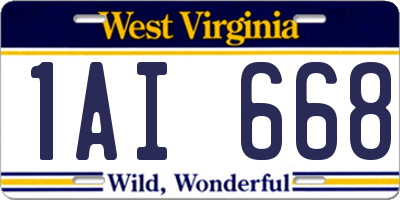 WV license plate 1AI668