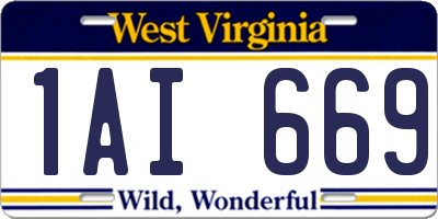 WV license plate 1AI669