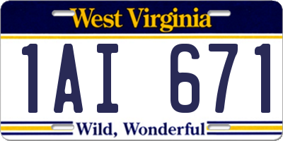 WV license plate 1AI671