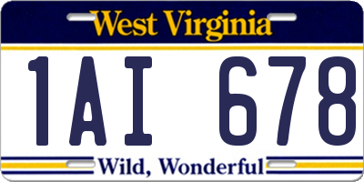 WV license plate 1AI678