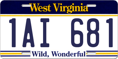 WV license plate 1AI681