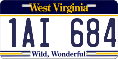 WV license plate 1AI684