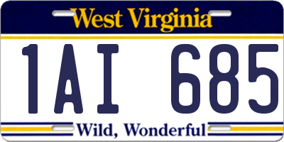 WV license plate 1AI685