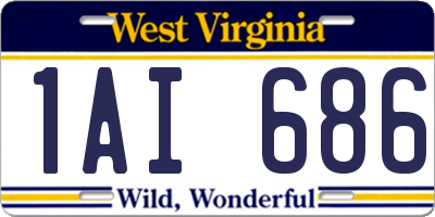 WV license plate 1AI686