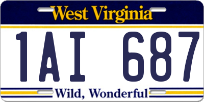 WV license plate 1AI687