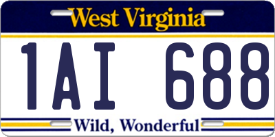 WV license plate 1AI688