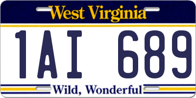 WV license plate 1AI689