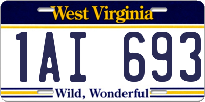 WV license plate 1AI693