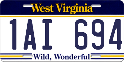 WV license plate 1AI694