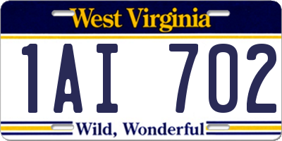 WV license plate 1AI702