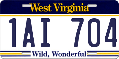 WV license plate 1AI704