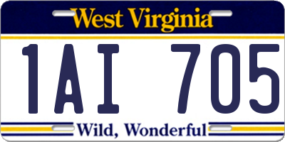 WV license plate 1AI705