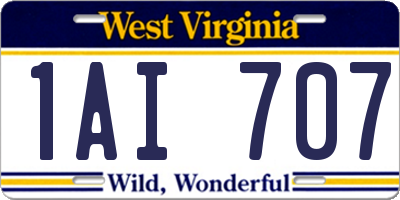 WV license plate 1AI707