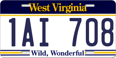 WV license plate 1AI708