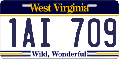 WV license plate 1AI709