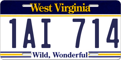 WV license plate 1AI714