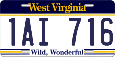 WV license plate 1AI716