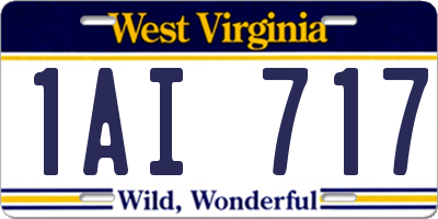 WV license plate 1AI717