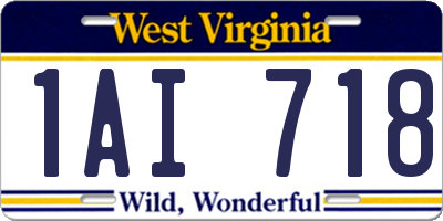 WV license plate 1AI718